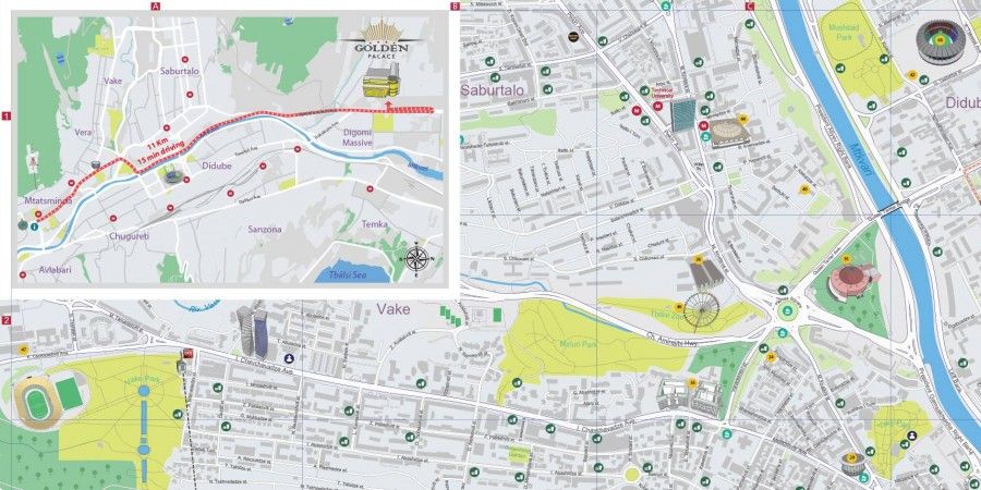 თბილისის ბრენდირებული რუკები - Golden Palace-ის, Kisi Hotel-ის, Hotel British House-ის და Hotel Vilton-ისათვის